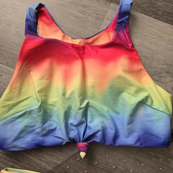 Women's Knot Scoop Neck Bikini Set Ruched High Waisted Two Piece Swimsuits Tanki - Picture 3 of 6